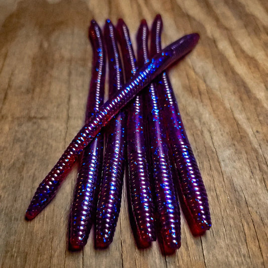 Plum Crazy 6.25" Diamond Tail Worm (6pk)