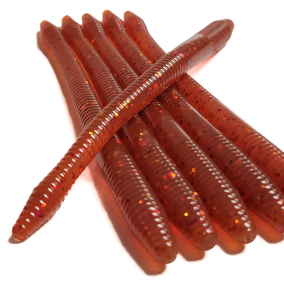 Root Beer Fire 6.25" Diamond Tail Worm (6pk)